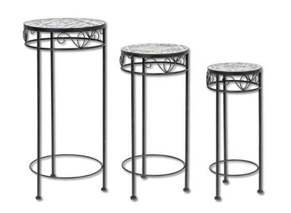 Set 3 Tavolini da Esterno in Ferro e Ceramica – Modello Erice, Resistente e Elegante