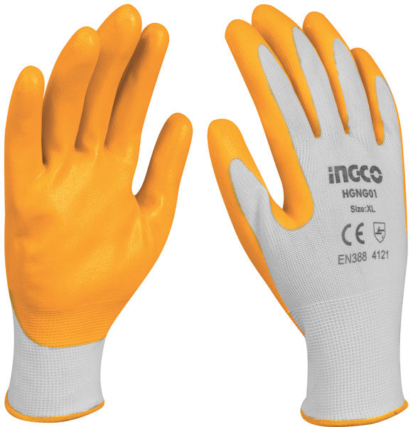 Guanti in Nitrile XL Ingco, DPI, Resistenza Chimica, Comfort, Facile da Indossare