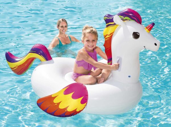 Cavalcabile Gonfiabile Unicorno 155x119 cm – Maniglie Integrate