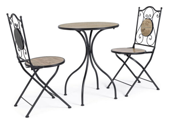 Set Tavolo e Sedie in Ferro e Ceramica Mosaico Kansas – 3 Pezzi