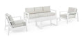 Salotto alluminio Set Bally – 4 pezzi, cuscini sfoderabili, struttura resistente, bianco