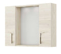 Specchiera Contenitore Bagno LED 77x17x60cm Rovere Ghiaccio - 2 Ante 2 Faretti