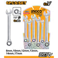 Set 6 chiavi a cricchetto 8-17mm – Acciaio Cr-Mo, finitura CR-V