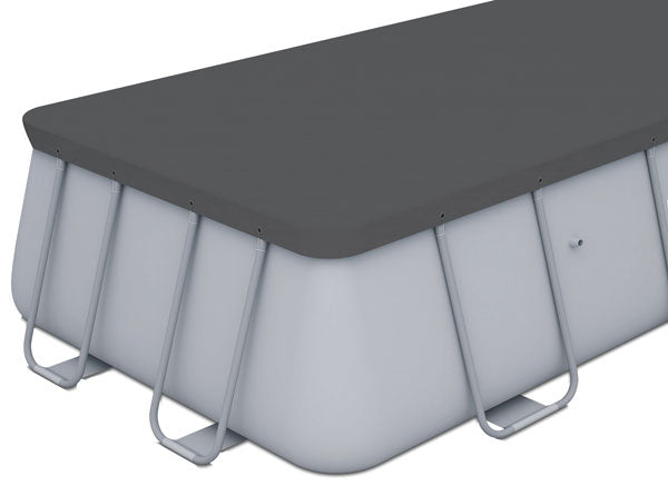 Copripiscina rettangolare 732x366 cm in PE con corde e fori drenaggio