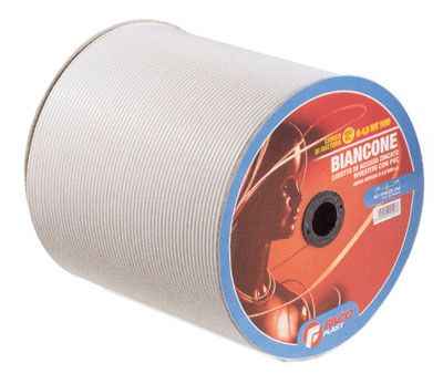 Cavetto ottonato Biancone Ø 4,5 mm zincato doppia torsione – Bobina 500m PVC bianco