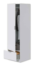 Armadio Bianco 1 Anta con Barra Appendiabiti e Cassetto – 50x51x170 cm