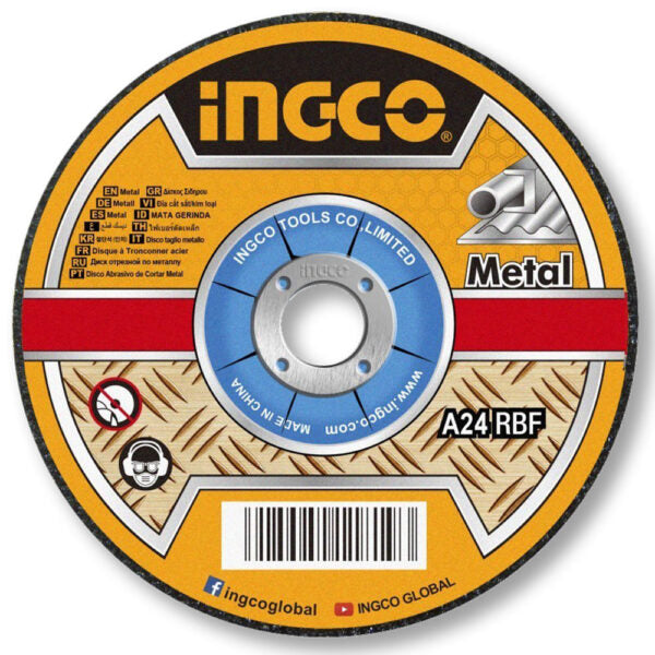Disco abrasivo INGCO 115mm x 6,0mm x 22,2mm per metallo – Taglio preciso e lunga durata