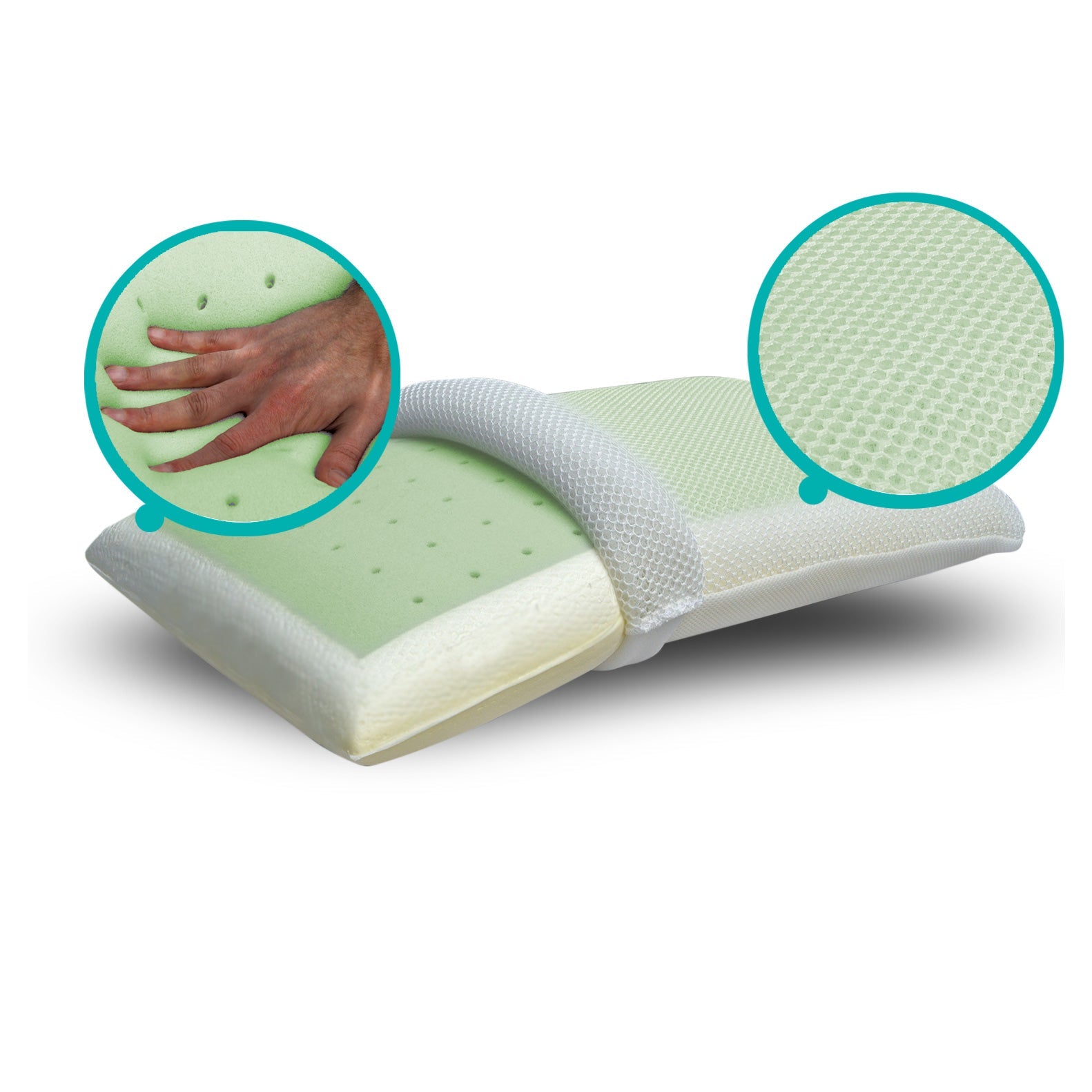 Cuscino Memory Aloe – Inserto Aloe, Fodera 3D, Singolo o Coppia | AROMATIZZATO ALOE