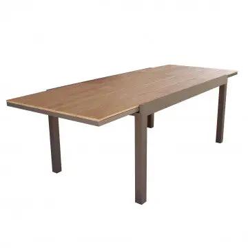 Tavolo Allungabile Cayman 160/240 X 95 in Alluminio Bianco/Taupe con Piano Polywood Teak
