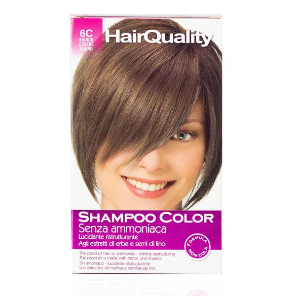HAIR QUALITY SHAMPOO COLORORANTE CAPELLI BIONDO CENERE SCURO 6C