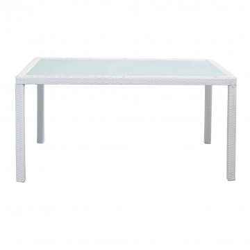 Tavolo da giardino Azore 150 x 90 rettangolare con struttura in metallo e wicker e piano in vetro