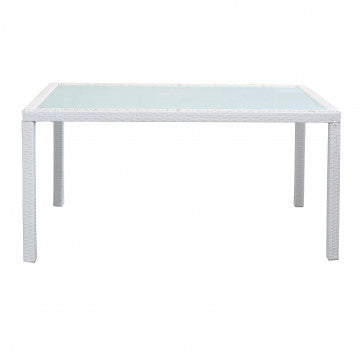 Tavolo da giardino Azore 150 x 90 rettangolare con struttura in metallo e wicker e piano in vetro