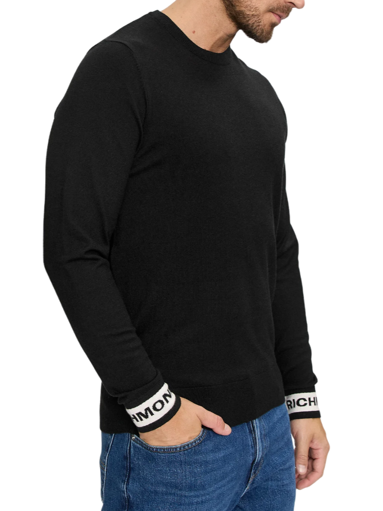 John Richmond maglia girocollo Artuso con logo jacquard nero