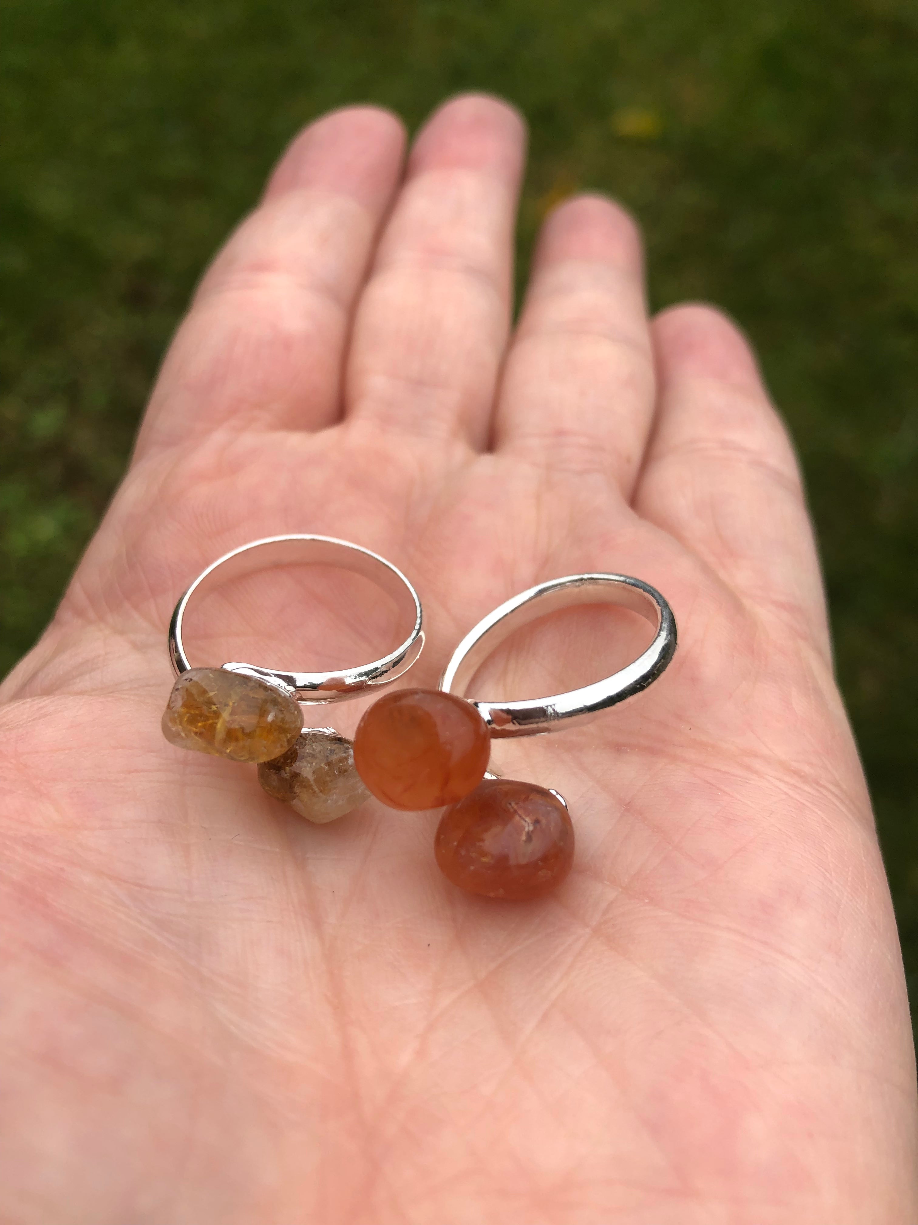 Anello Doppia Pietra Burattata