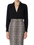 Elisabetta Franchi camicia in georgette con collana nero