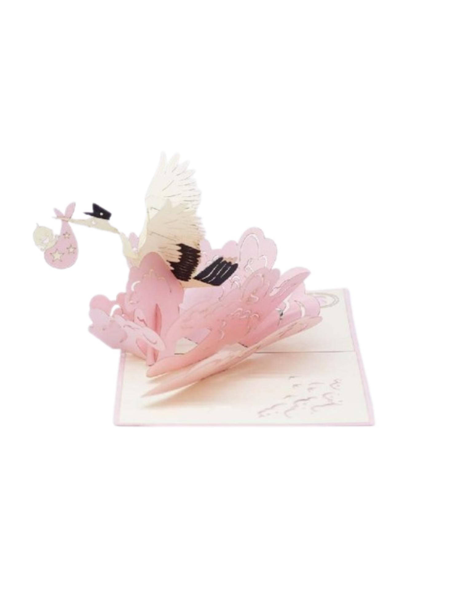 Origamo biglietto di auguri pop up per nascita rosa
