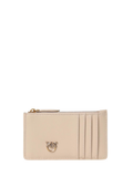 Pinko portacarte Airone in pelle beige oro