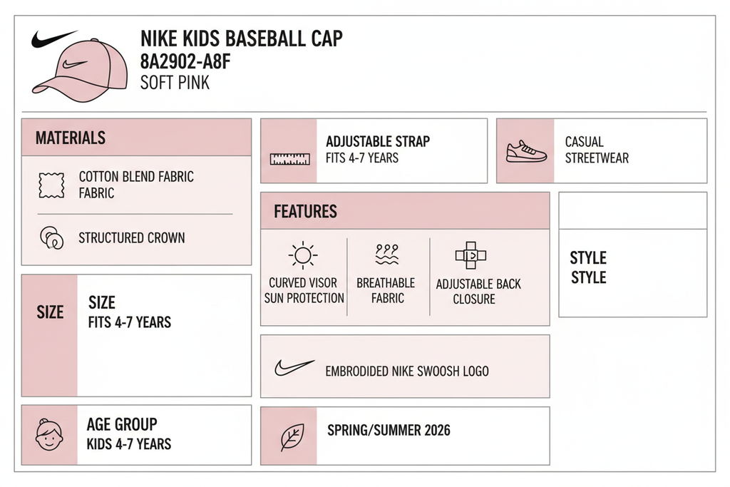 Nike Berretto Visiera Bambina 8A2902-A8F Rosa