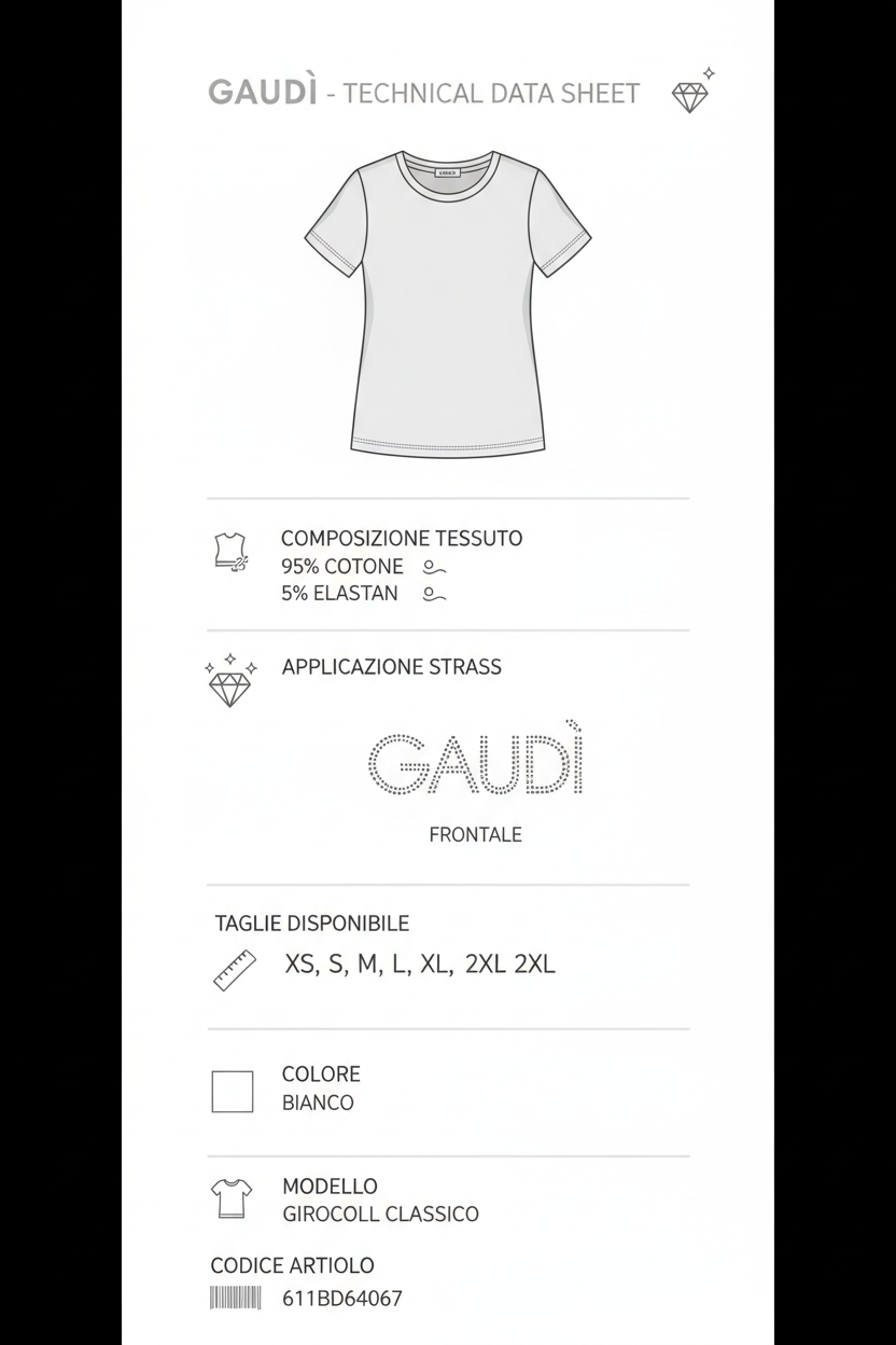 Gaudì T-shirt Donna Strass Girocollo 611BD64067 Bianco