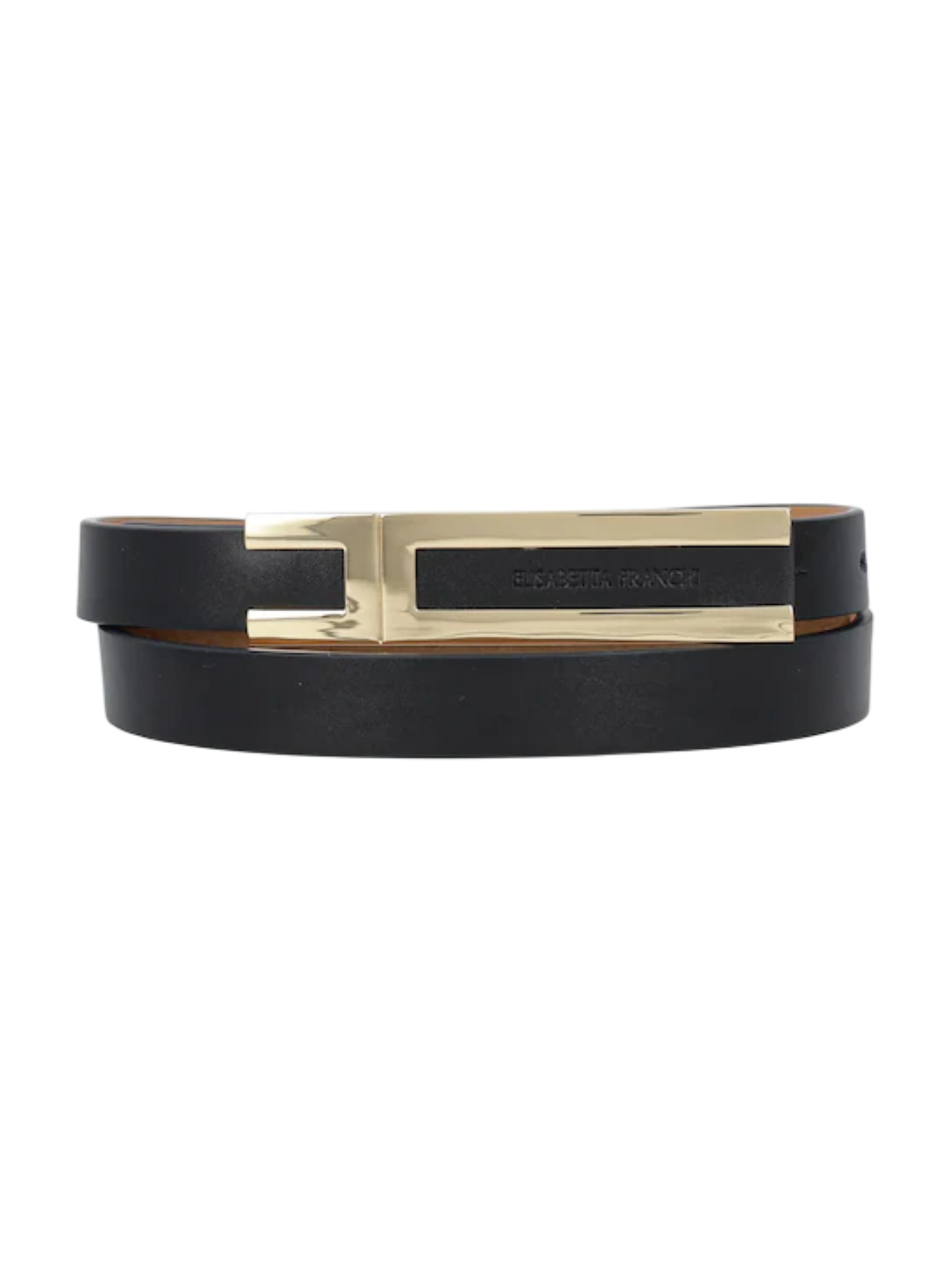 Elisabetta Franchi cintura in ecopelle con logo nero oro