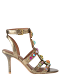 Kurt Geiger sandali alti in pelle Octavia Gladiatore con applicazioni gioiello bronzo