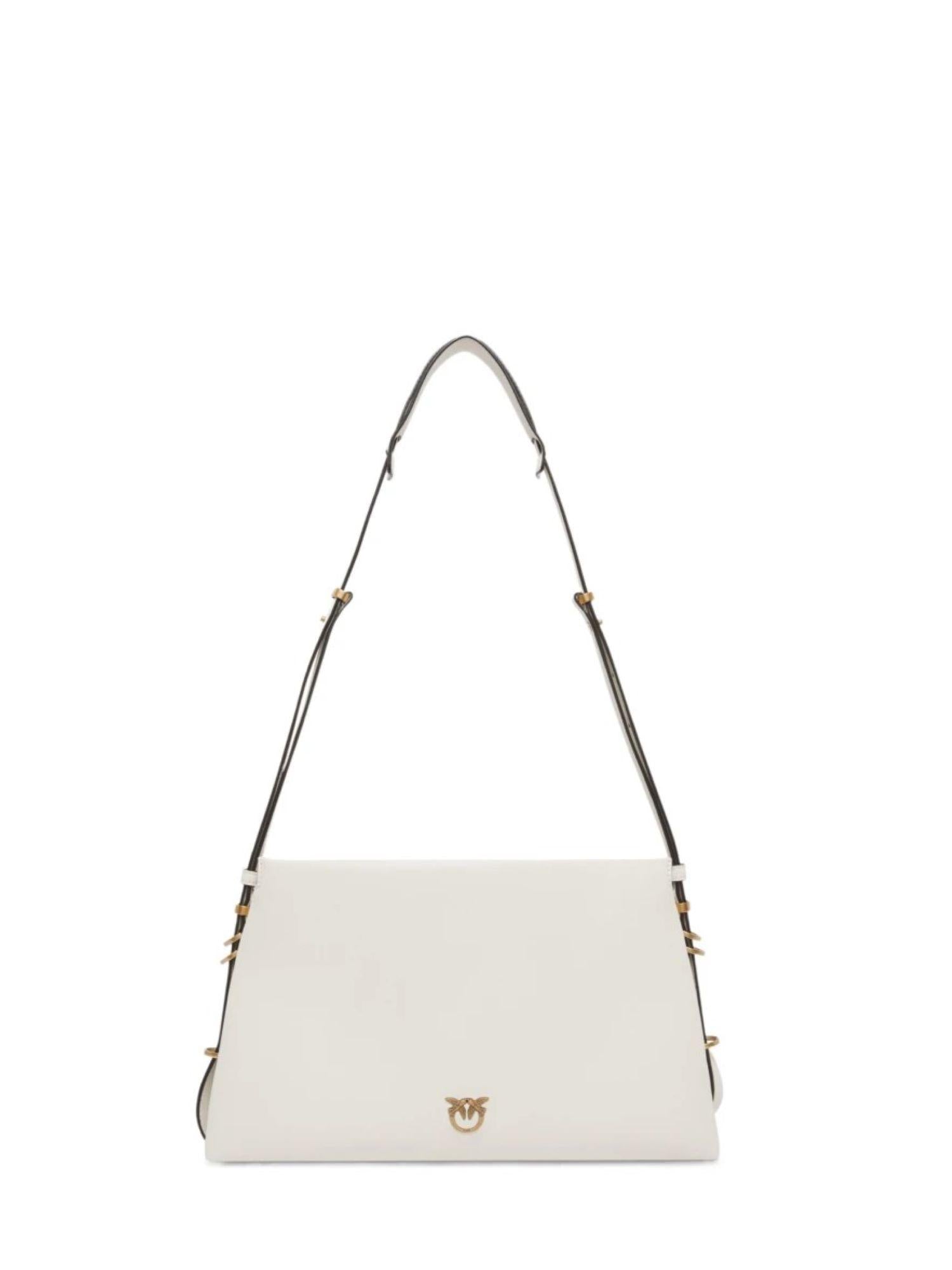 Pinko borsa a tracolla Triplet in pelle bianco latte