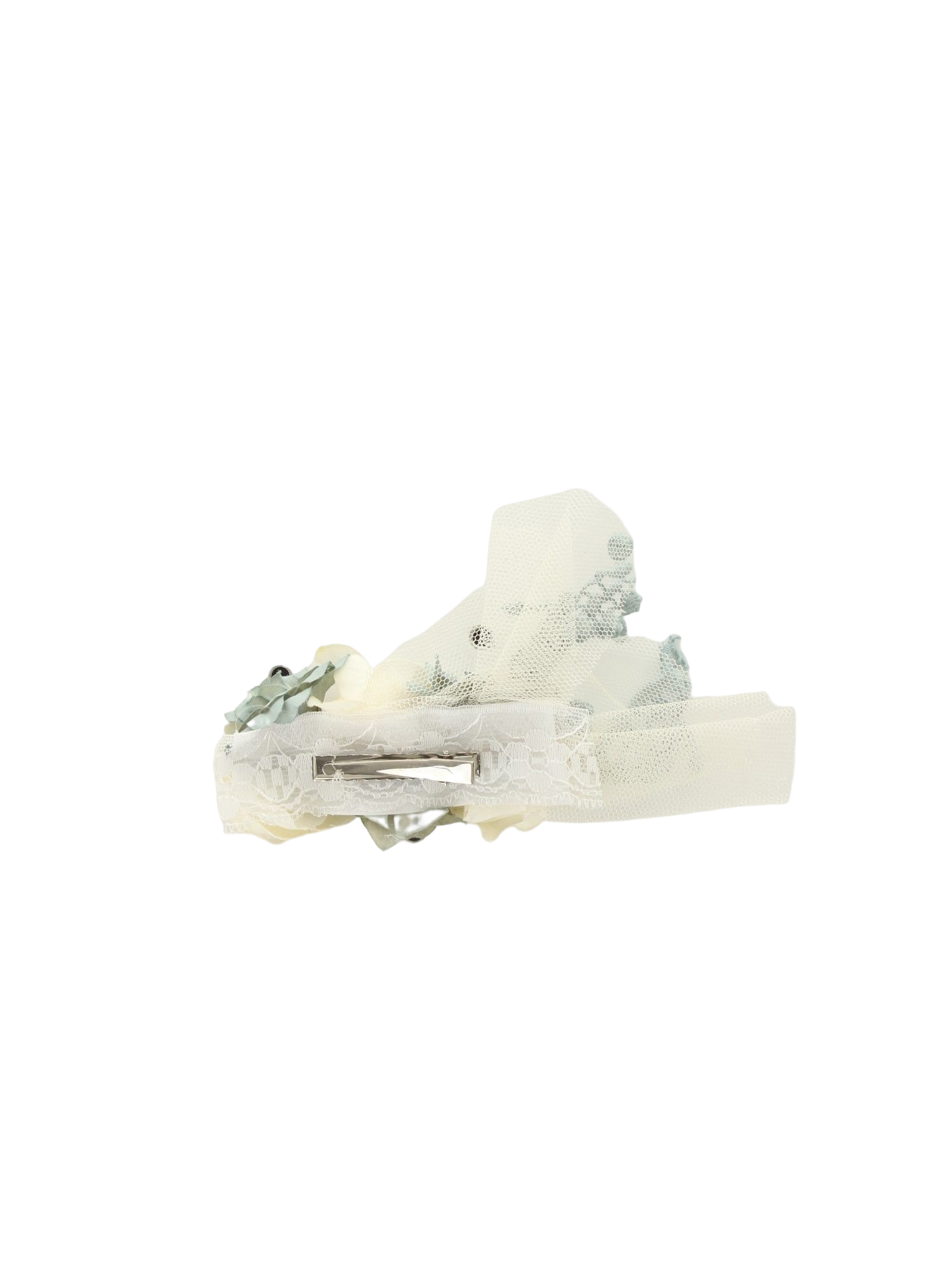 Mimilù fermaglio per capelli con fiori bianco celeste
