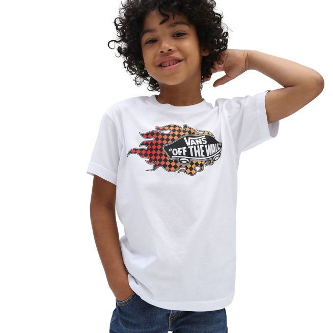 Vans maglietta manica corta da bambino Flame VN0A5KPFWHT bianco