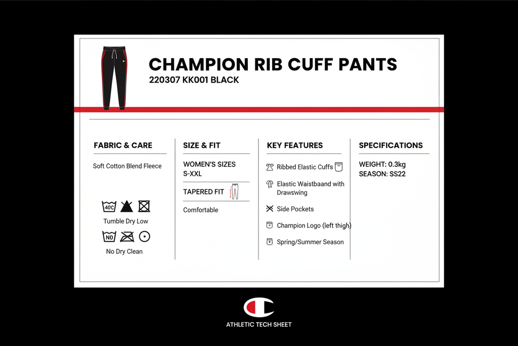 Champion Pantalone Donna Rib Cuff 220307 KK001 Nero