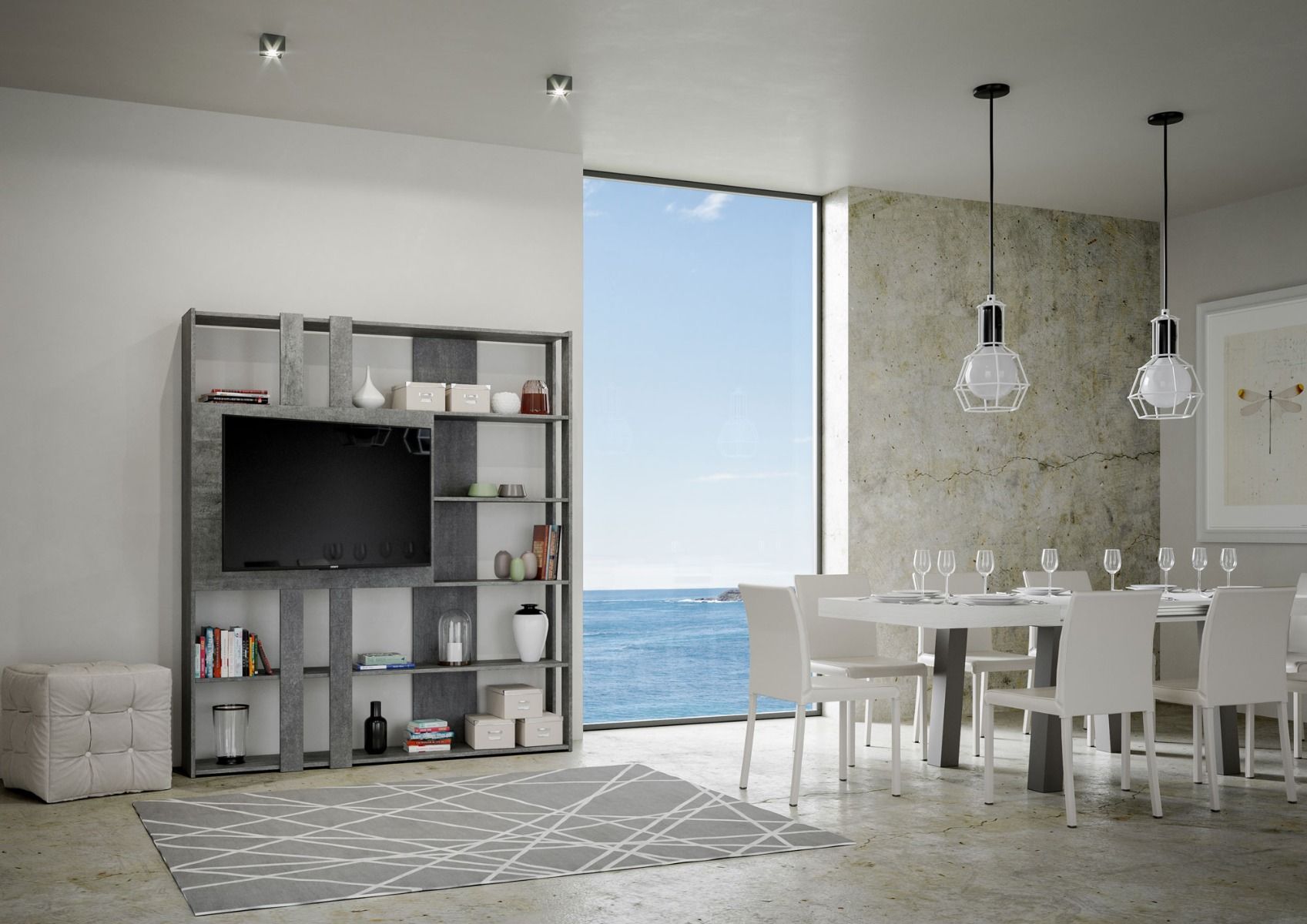 Libreria Multifunzionale Porta TV Kato 178x204x36 cm