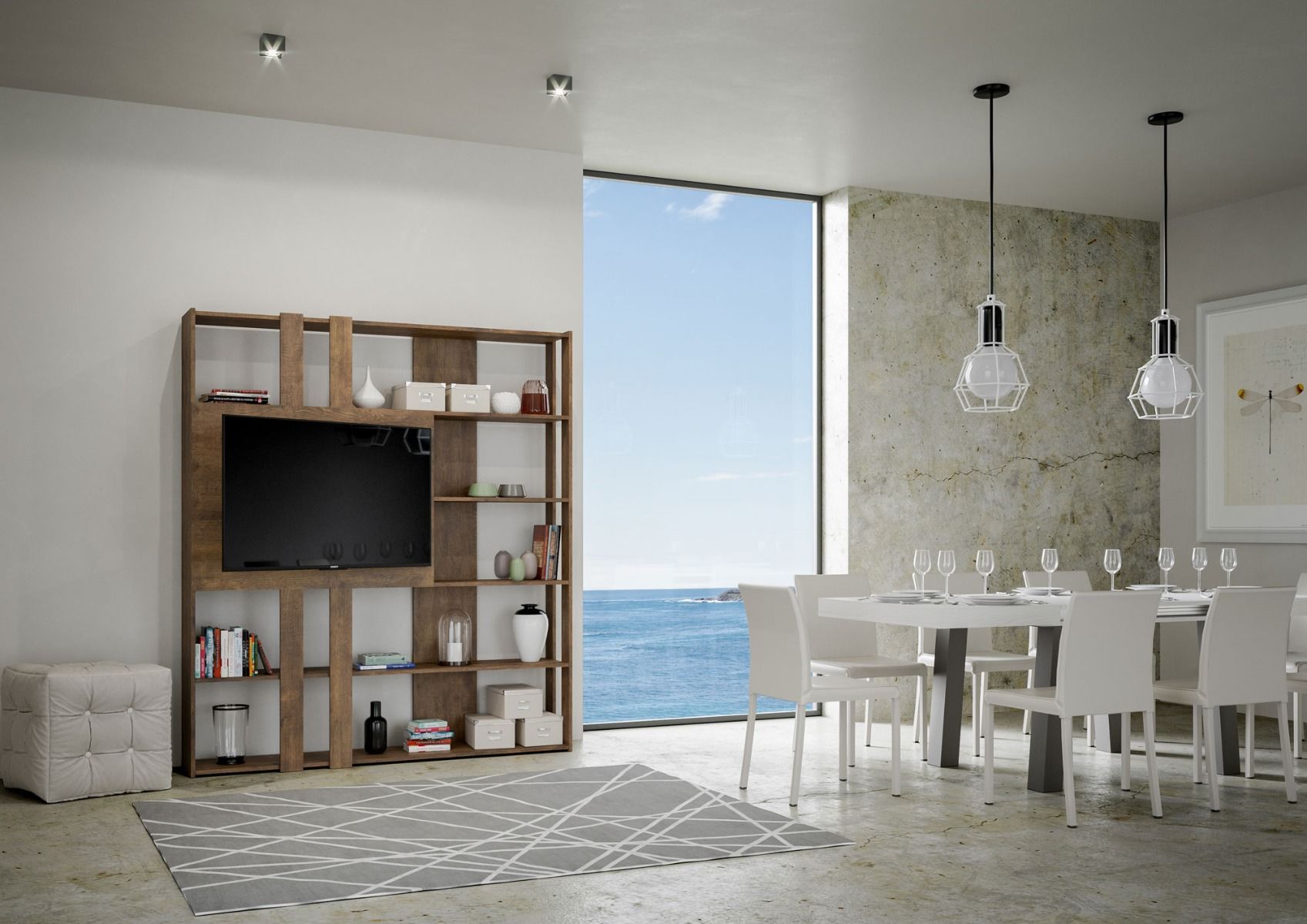 Libreria Multifunzionale Porta TV Kato 178x204x36 cm