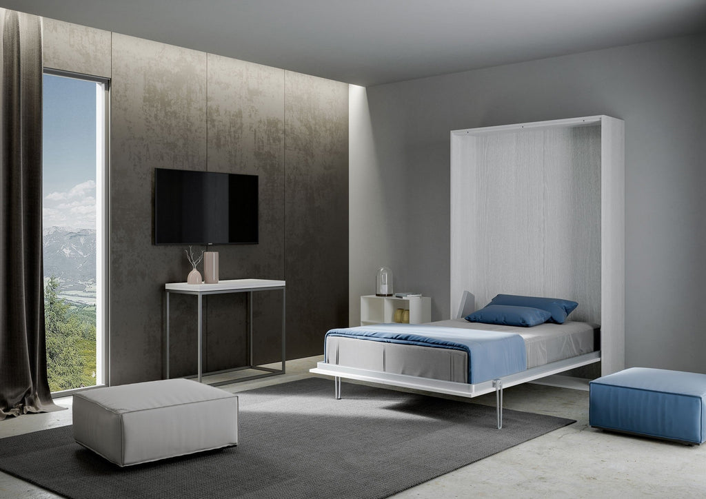 Letto una piazza e mezza a scomparsa 120 verticale Kentaro con colonna e pensili