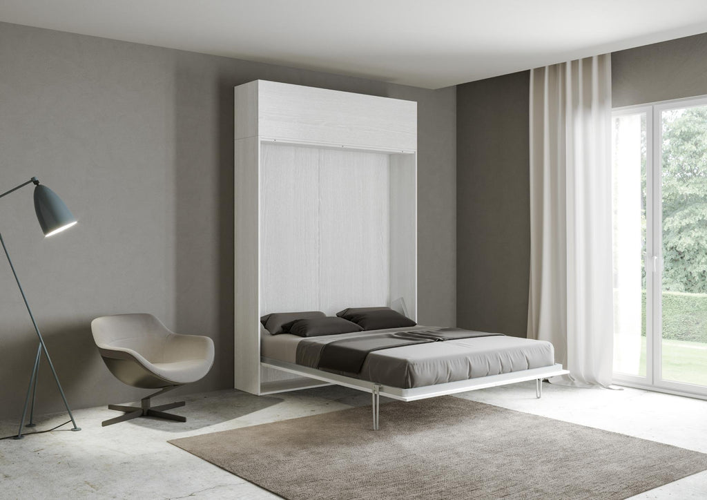 Letto matrimoniale a scomparsa 160 verticale Kentaro con colonna e pensili
