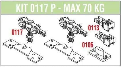 KIT PER PORTA SCORREVOLE SERIE 100 PORTATA FINO A 70 KG