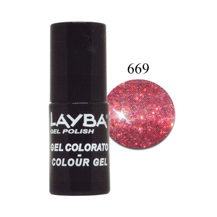 LAYLA LAYBA SMALTO SEMIPERMANENTE GEL POLISH RED GLITTER 669