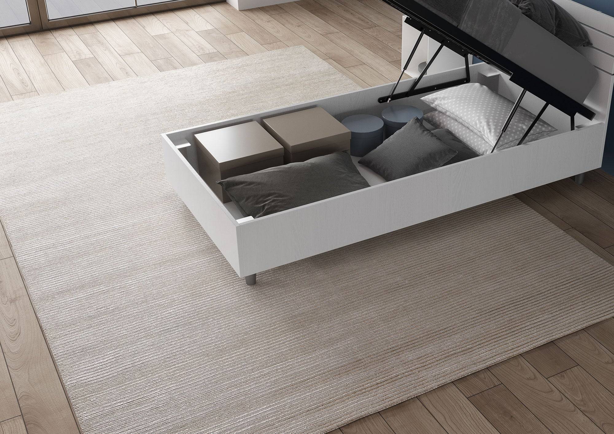Letto Singolo 80x190 Nuamo con Rete Contenitore e Design Essenziale