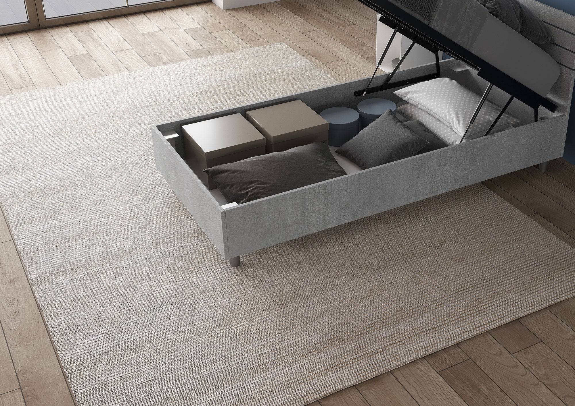 Letto singolo senza rete, con rete e contenitore 80x200 testata dritta Demas