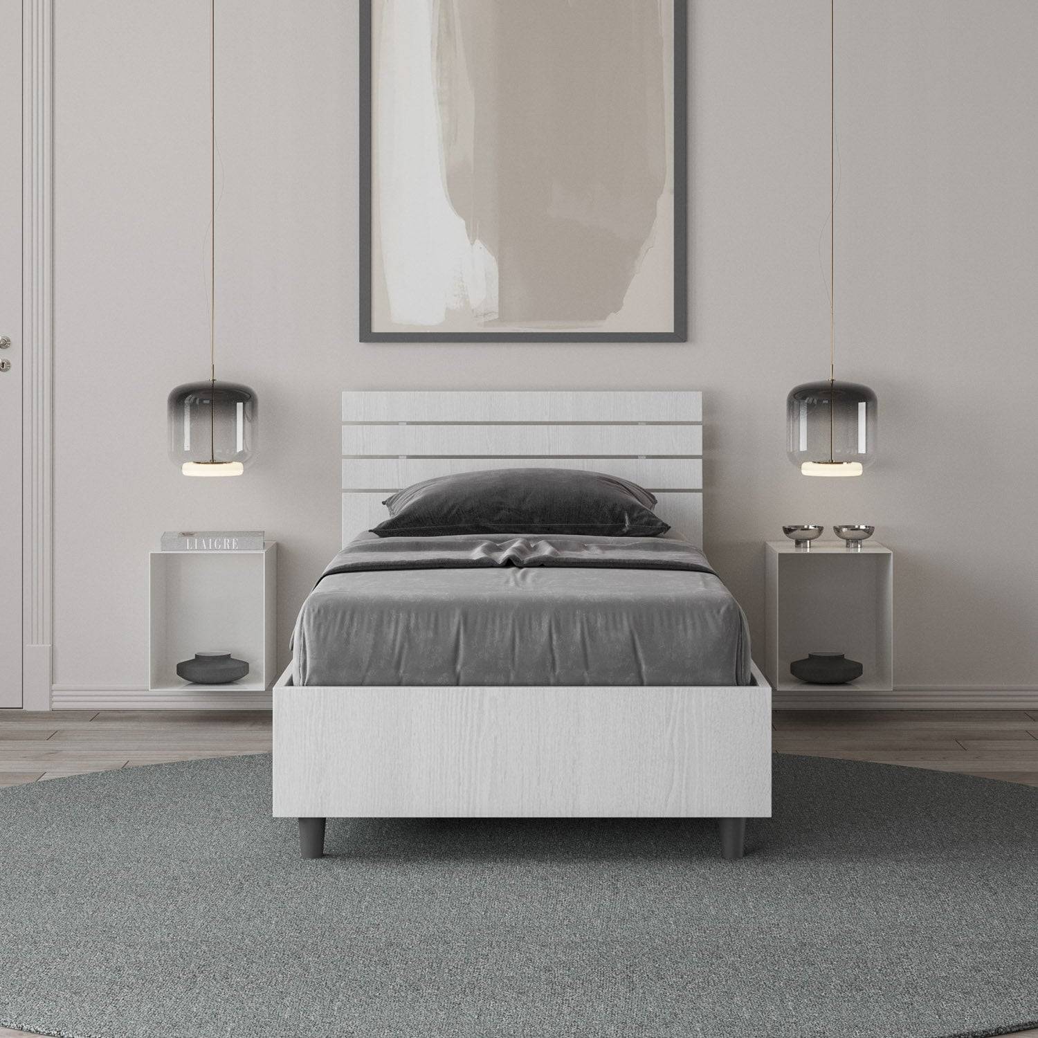 Letto Singolo 80x200 Ankel con Testata Inclinata e Contenitore