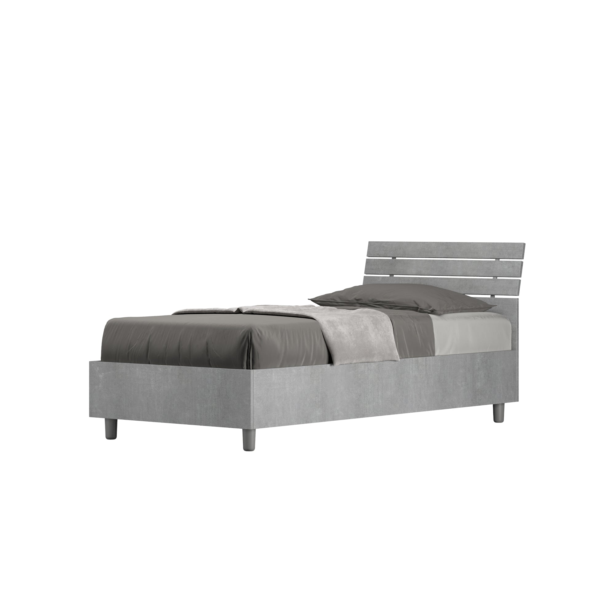 Letto Singolo 80x200 Ankel con Testata Inclinata e Contenitore