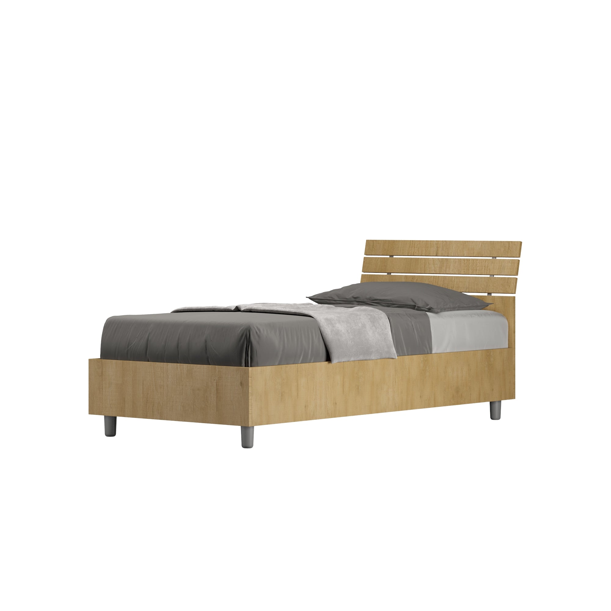 Letto Singolo 80x200 Ankel con Testata Inclinata e Contenitore