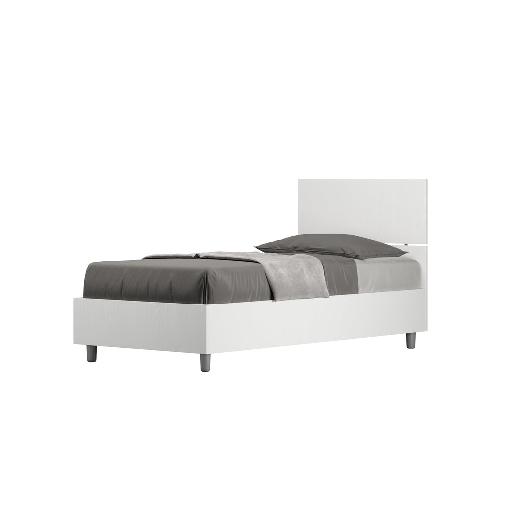 Letto singolo senza rete, con rete e contenitore 80x200 testata dritta Demas