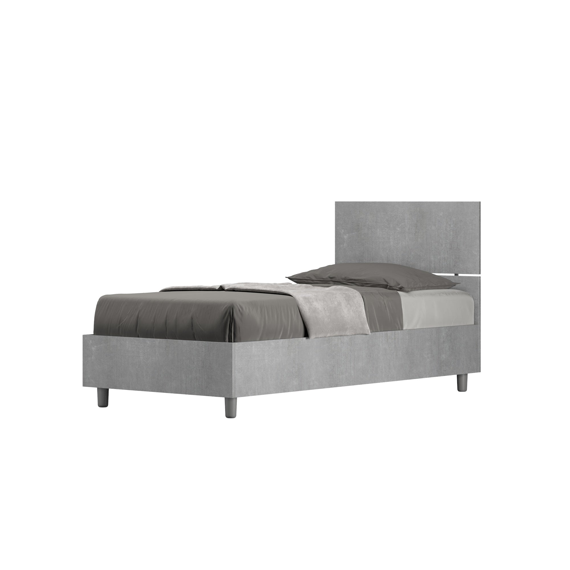 Letto singolo senza rete, con rete e contenitore 80x200 testata dritta Demas