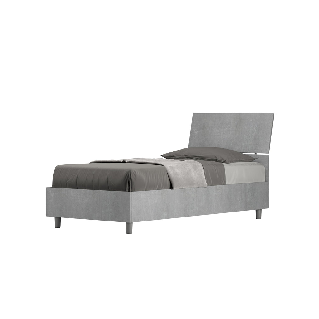 Letto singolo senza rete, con rete e contenitore 80x200 testata inclinata Demas