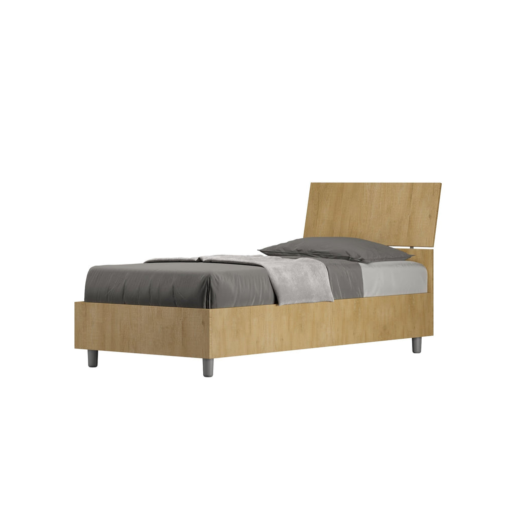 Letto singolo senza rete, con rete e contenitore 80x200 testata inclinata Demas