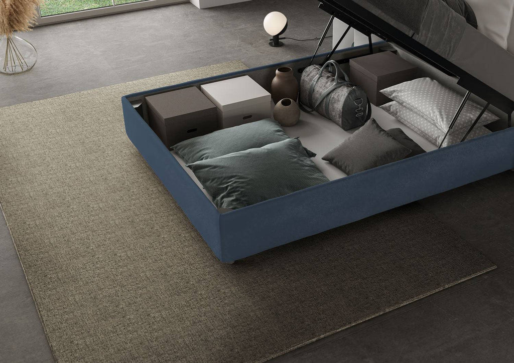 Letto singolo contenitore imbottito 100x210 microfibra Antea