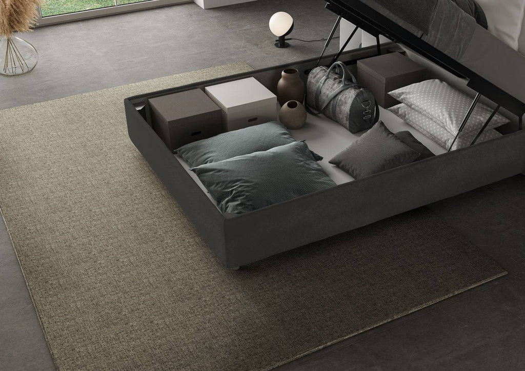 Letto singolo contenitore imbottito 100x200 microfibra Antea