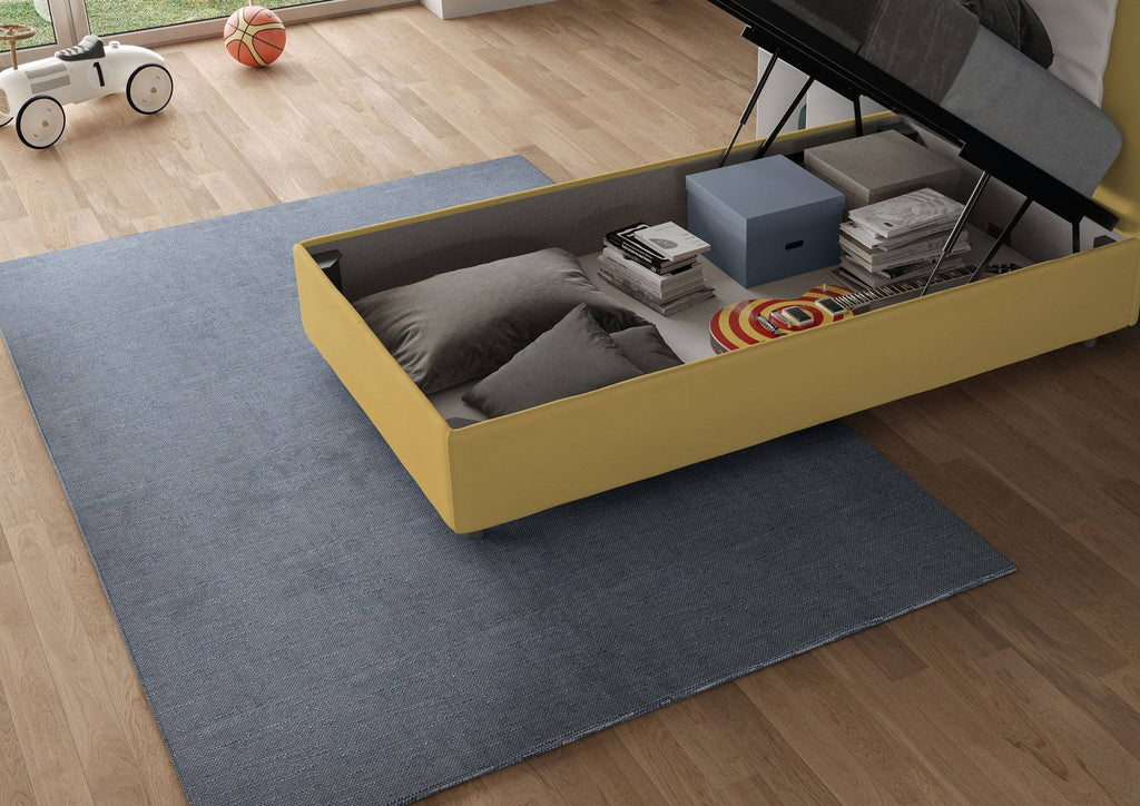 Letto singolo contenitore imbottito 90x190 microfibra Appia