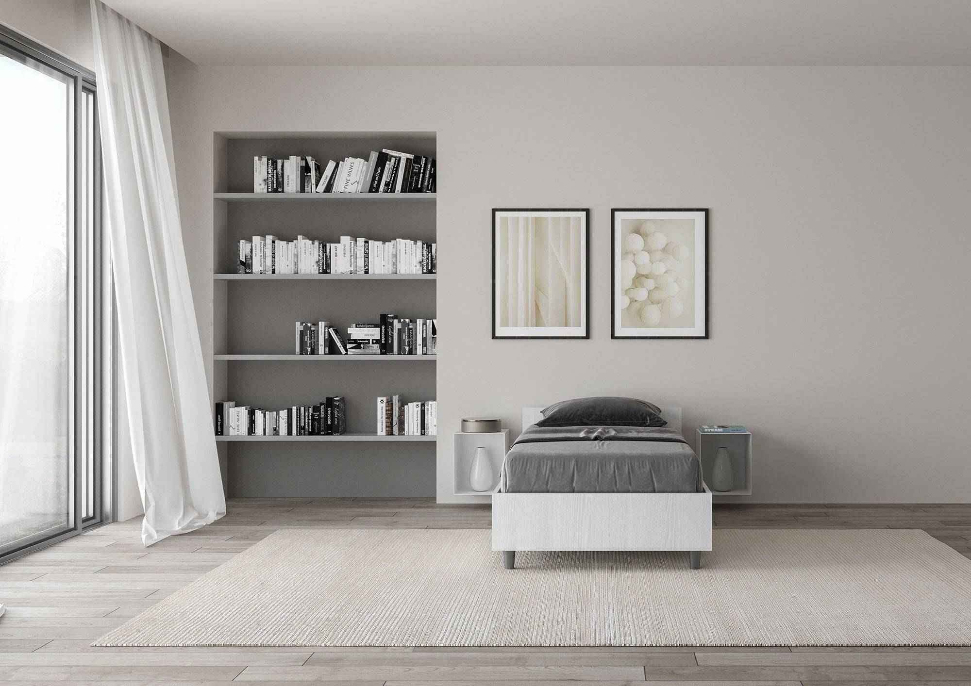 Letto singolo senza rete, con rete e contenitore 80x200 Nuamo