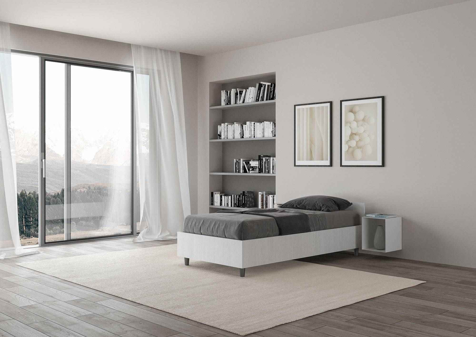Letto singolo senza rete, con rete e contenitore 80x200 Nuamo