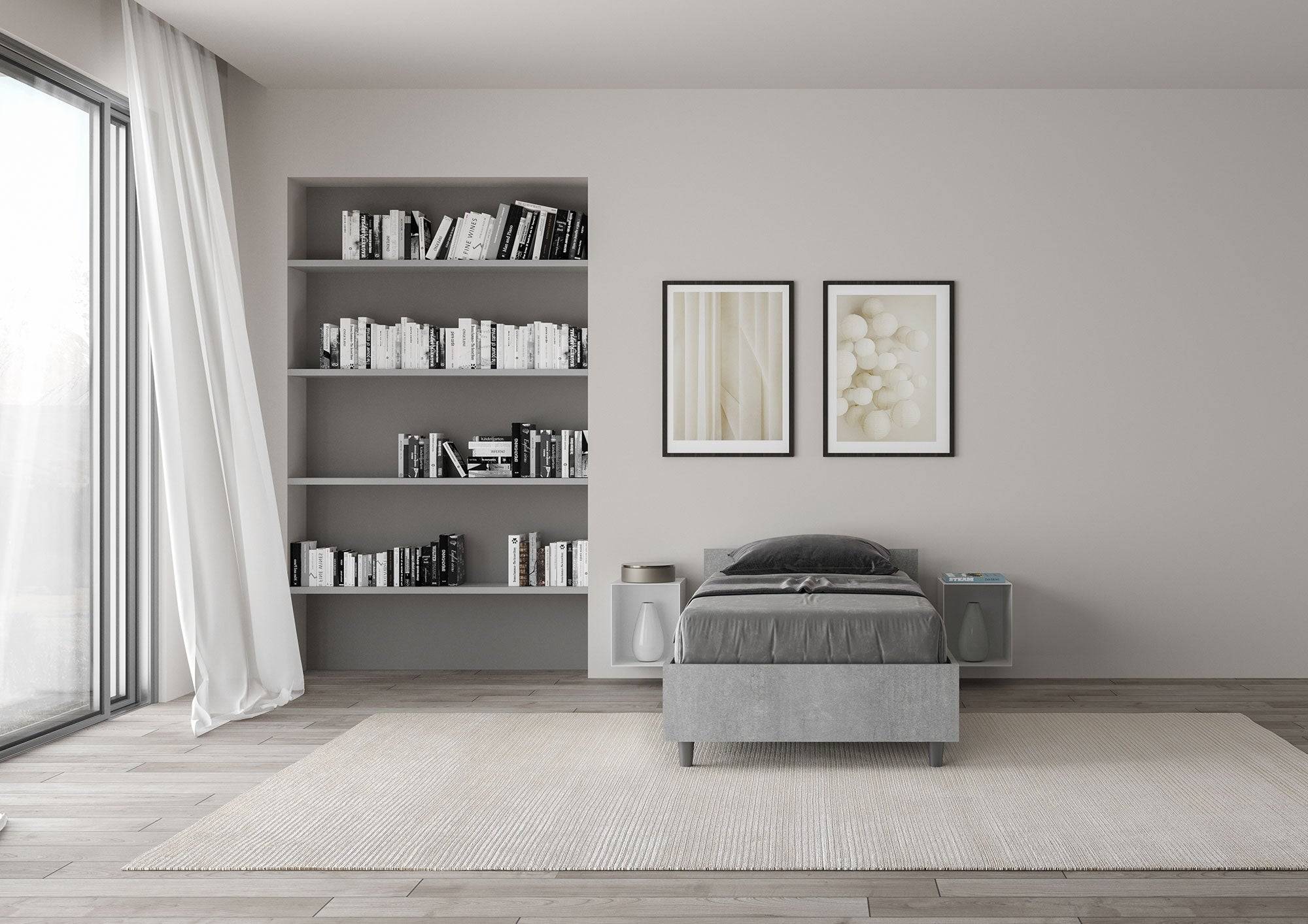 Letto singolo senza rete, con rete e contenitore 80x200 Nuamo